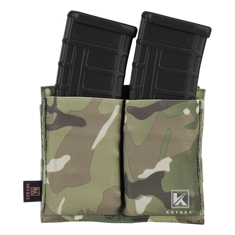 KRYDEX Elastic Double Open Top Magazine Pouch Fast Draw MOLLE/PALS Tactical High Speed 5.56 Rifle Magazine Pouch Carrier