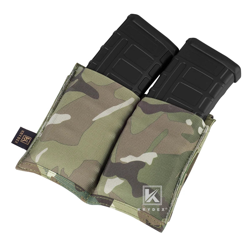 KRYDEX Elastic Double Open Top Magazine Pouch Fast Draw MOLLE/PALS Tactical High Speed 5.56 Rifle Magazine Pouch Carrier