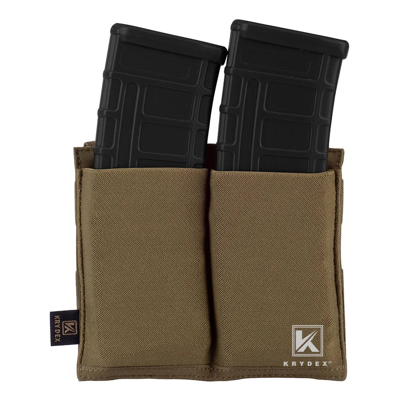 KRYDEX Elastic Double Open Top Magazine Pouch Fast Draw MOLLE/PALS Tactical High Speed 5.56 Rifle Magazine Pouch Carrier