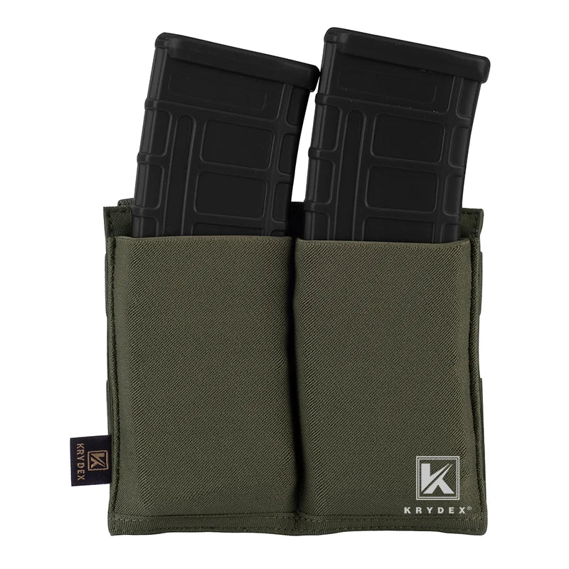 KRYDEX Elastic Double Open Top Magazine Pouch Fast Draw MOLLE/PALS Tactical High Speed 5.56 Rifle Magazine Pouch Carrier
