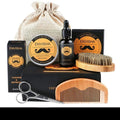 Mens Beard Care Kit 6 Piece with Oil Cream Comb Brush Sack Scissors