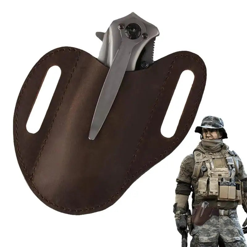 Folding Knife Holster Leather Sheath For Folding Knives Pocket Knives Holder With Belt Clip Men Leather Organizer Leather Sheath